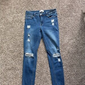 VERVET Blue Ripped Blue Skinny Jeans - Women's Stretch Denim